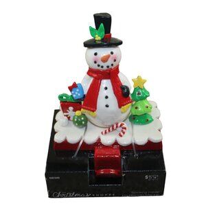 The Christmas Shoppe Snowman Present Stocking Holder Hanger Hobby Lobby Clay NEW